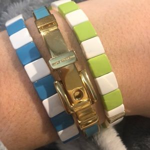 Michael Kors Turquoise and Gold buckle bangle